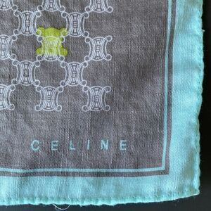 Vintage CELINE Paris 18.5” Cotton Handkerchief Neckerchief Pocket Square Scarf